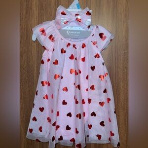 Charming Pink Heart Kids Dress with Bow